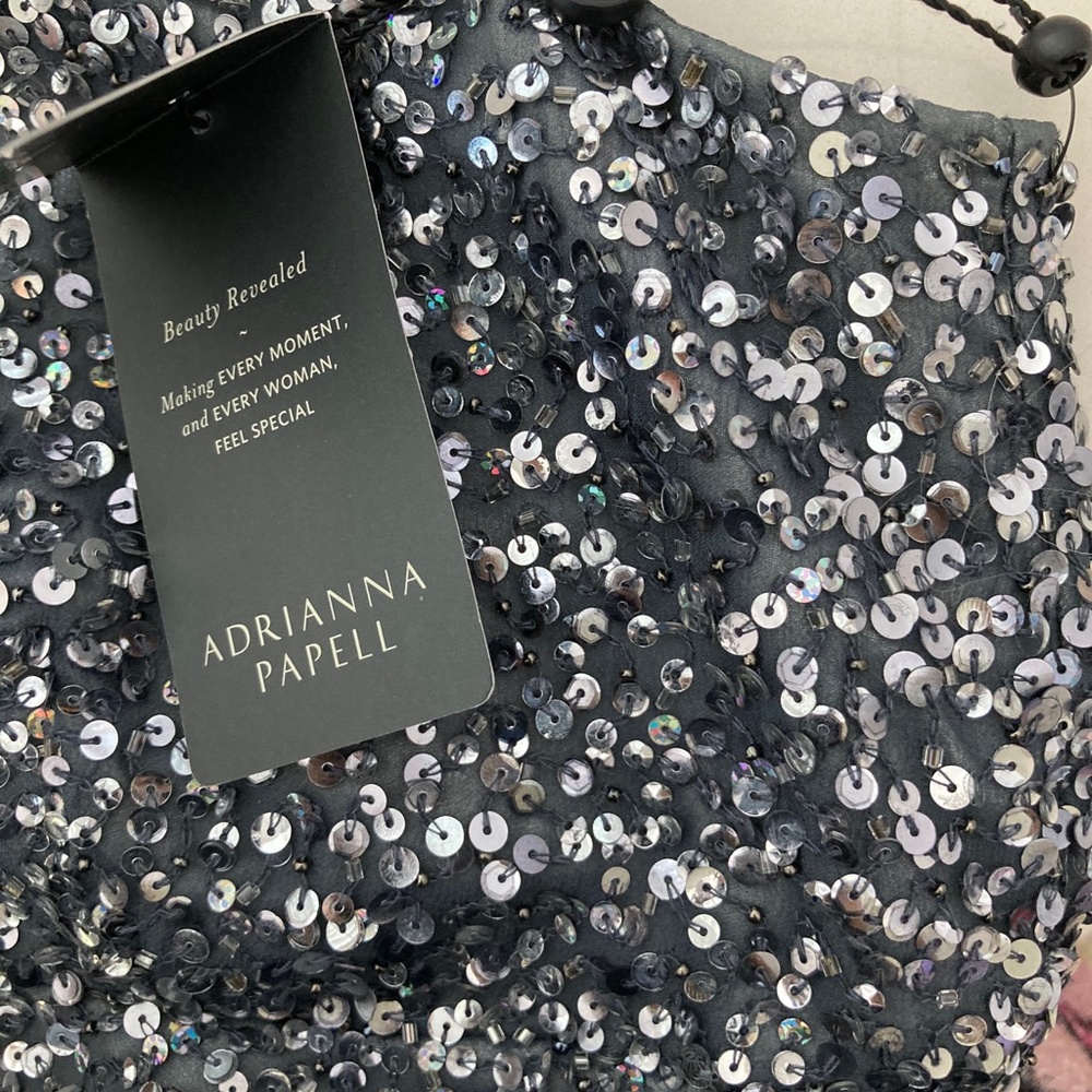 Adrianna Papell Sequined V-Neck Party Dress - Picture 10 of 14